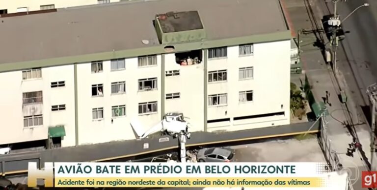 JH: Avião de pequeno porte bate em prédio em BH