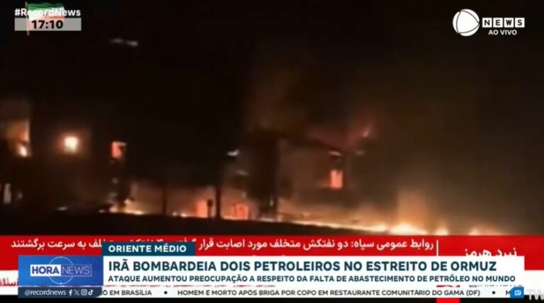 Irã bombardeia dois petroleiros no estreito de Ormuz